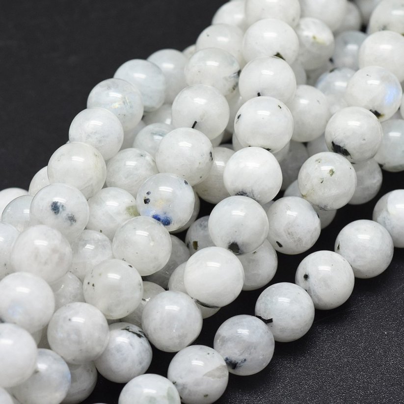 Természetes holdkő - gyöngyök, fehér, 8 mm