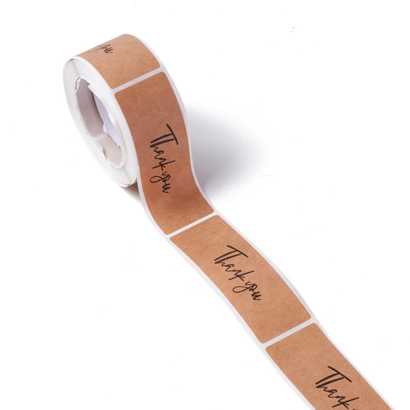 Nálepka "Thank you" přírodní, 75x25 mm