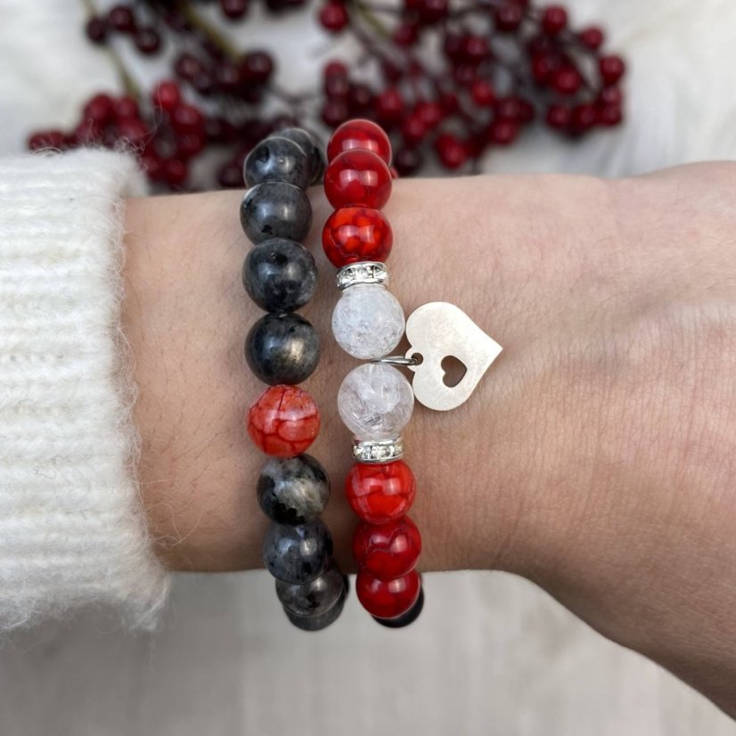 Dárková karta pro páry - náramky z labradoritu, achátu a křišťálu