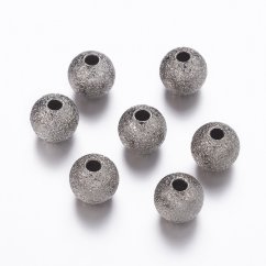 Mosazný korálek s texturou - gunmetal, 6 mm