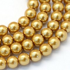 Skleněné korálky s perleťovým efektem - 8 mm, zlaté
