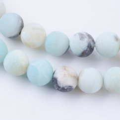 Přírodní zmatněný křemen - imitace amazonitu - korálky, vícebarevné, 8 mm