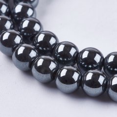 Szintetikus hematit - gyöngyök, bevonattal, A osztály, fekete, 6 mm
