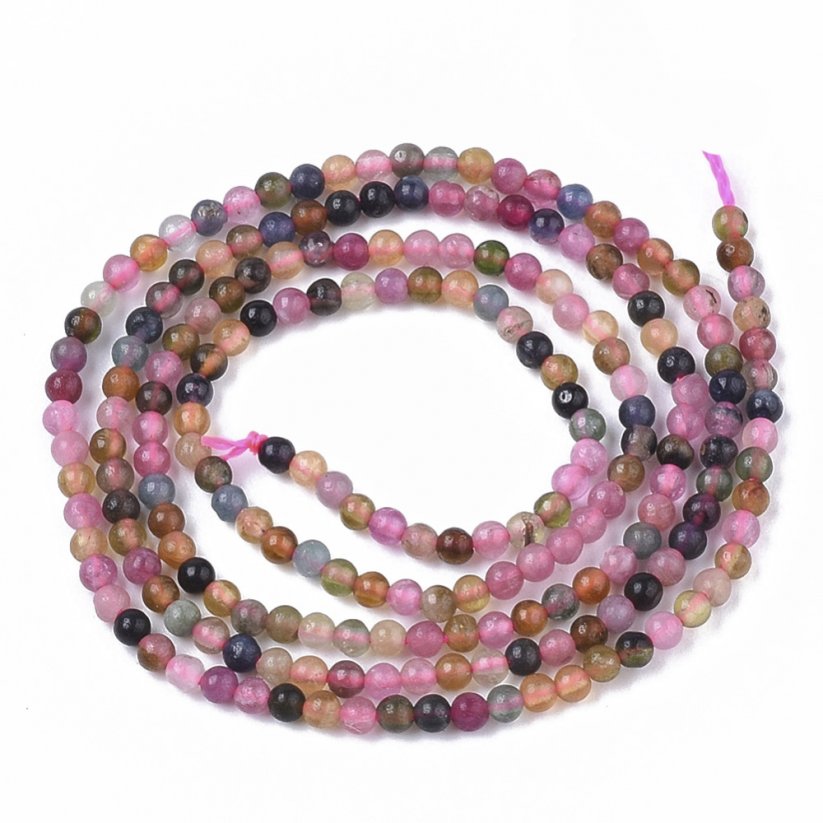 Natürlicher Turmalin - Perlen, mehrfarbig, 2 mm