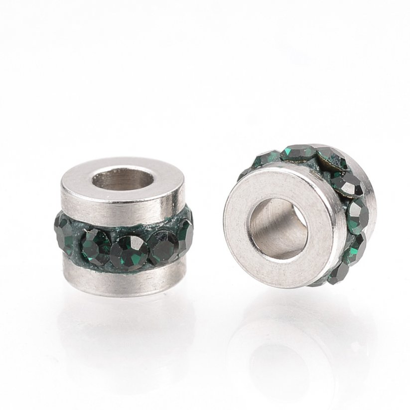 304-es acélból készült gyűrű cirkóniával, smaragddal, 7x5 mm