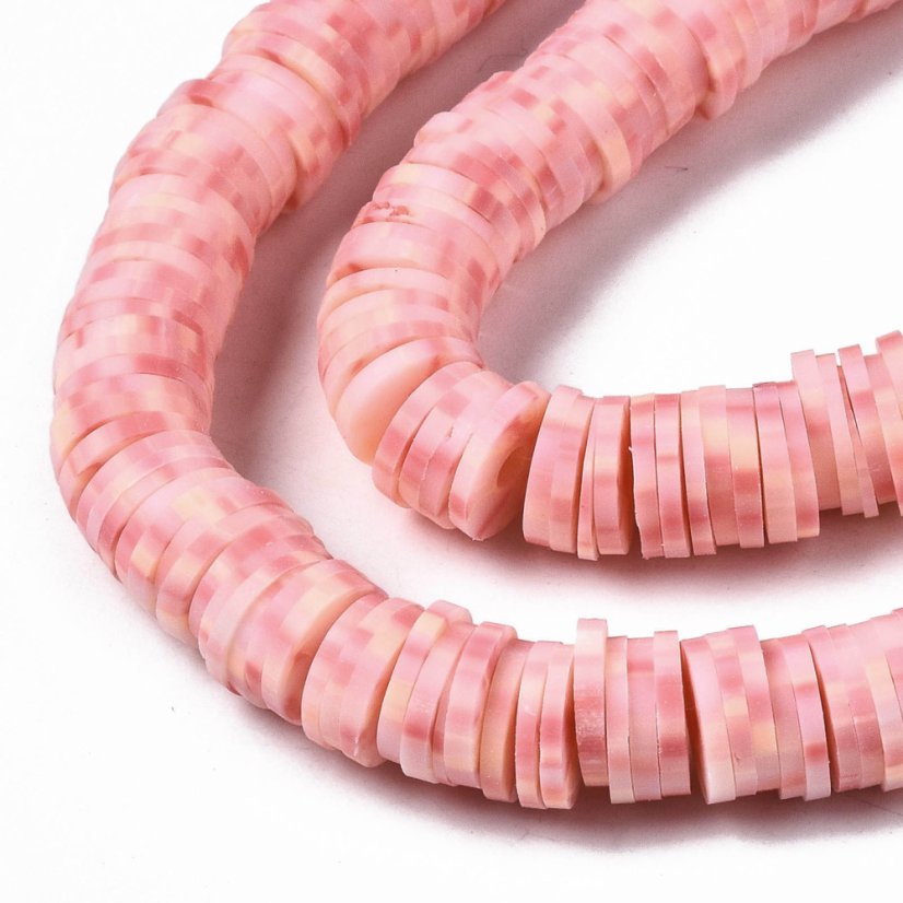 Heishi polymerový korálek - rose mix, 8x0,5 mm