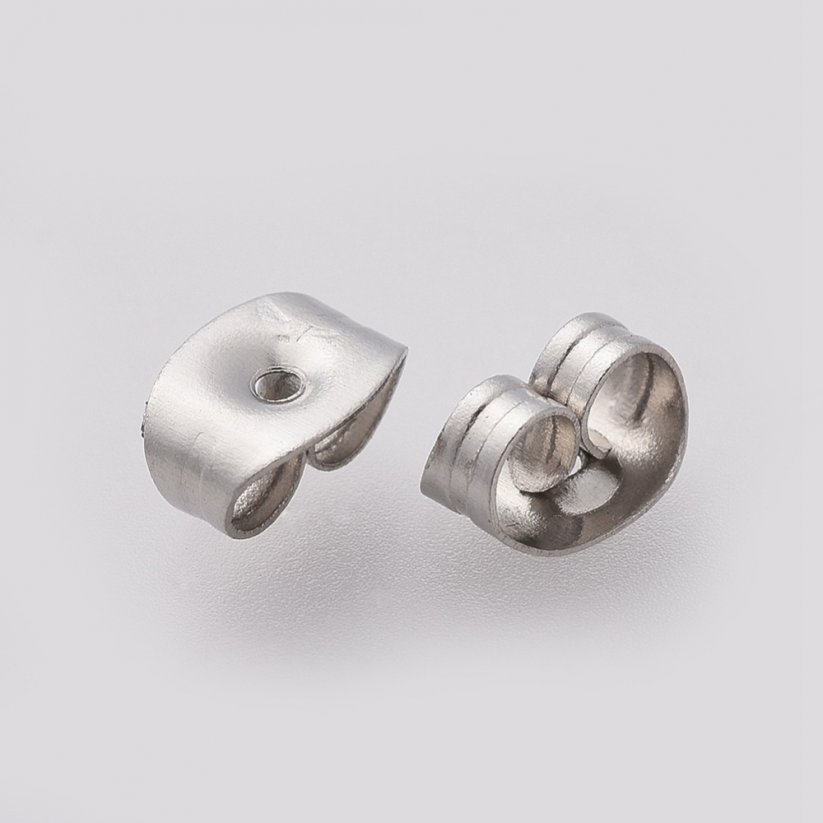 Ohrringstopper aus 304 Stahl, silbern, 6x4,5x3 mm