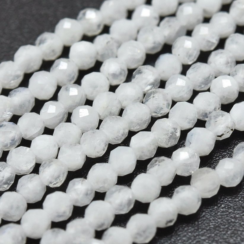 Natürlicher Mondstein - Perlen, geschliffen, weiß, 2 mm