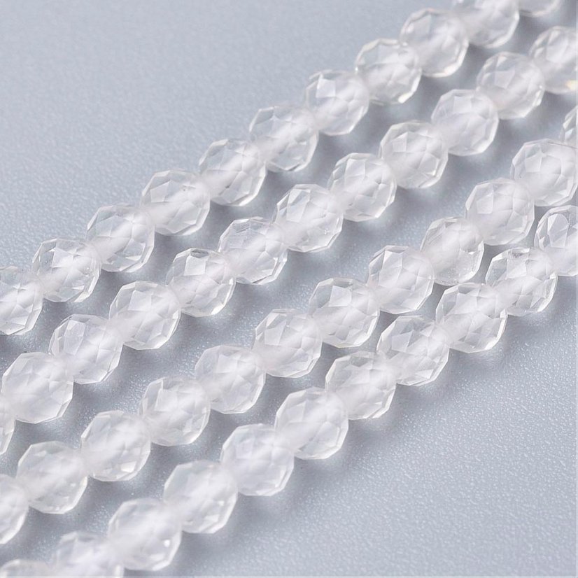 Přírodní křišťál - korálky, broušené, 3 mm