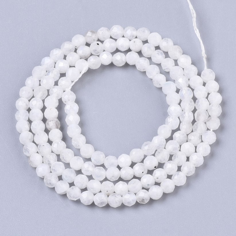 Natürlicher Mondstein - Perlen, geschliffen, weiß, 3 mm