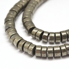Heishi korálky z přírodního pyritu, 6x4 mm