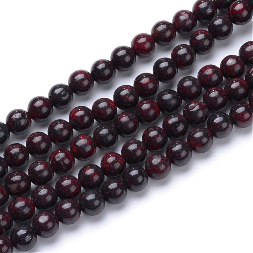 Přírodní heliotrop - korálky, 8 mm, bloodstone