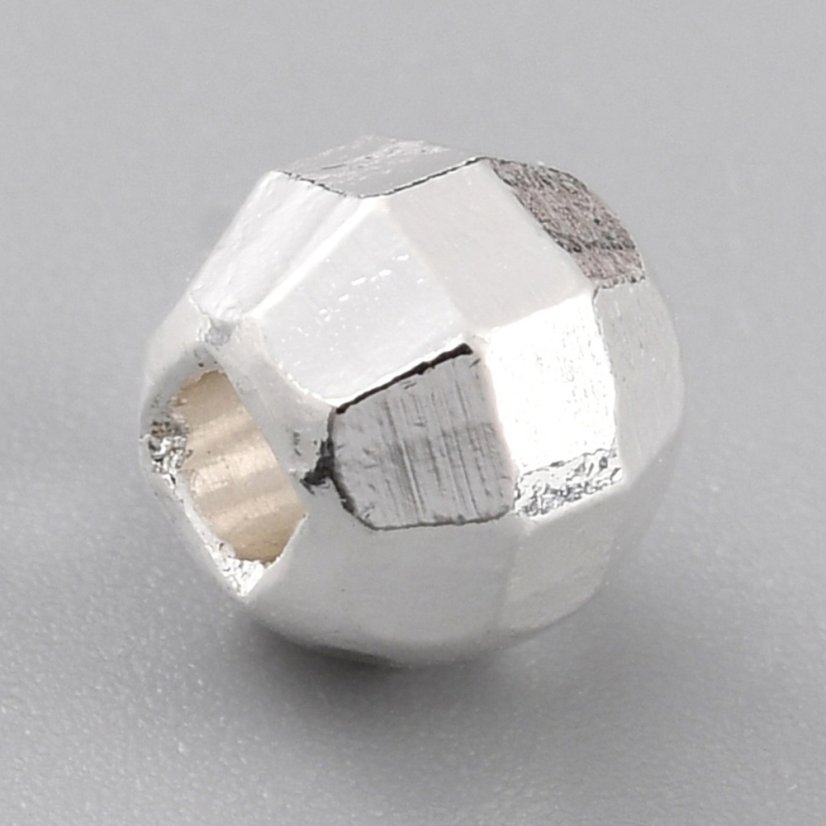 Mosadzný oddeľovač, gulička, strieborná, 5x5 mm