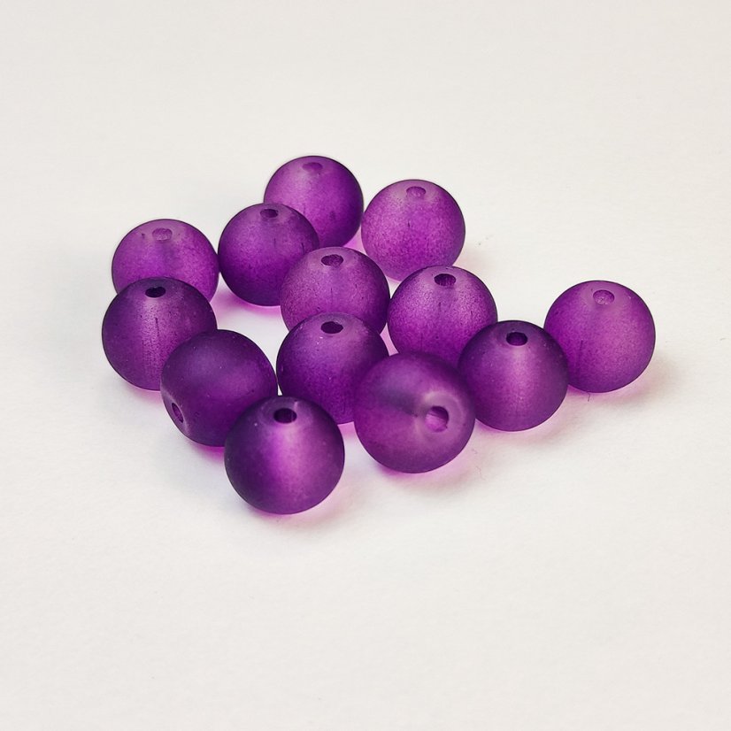 Skleněné korálky matné - 6 mm, fialové