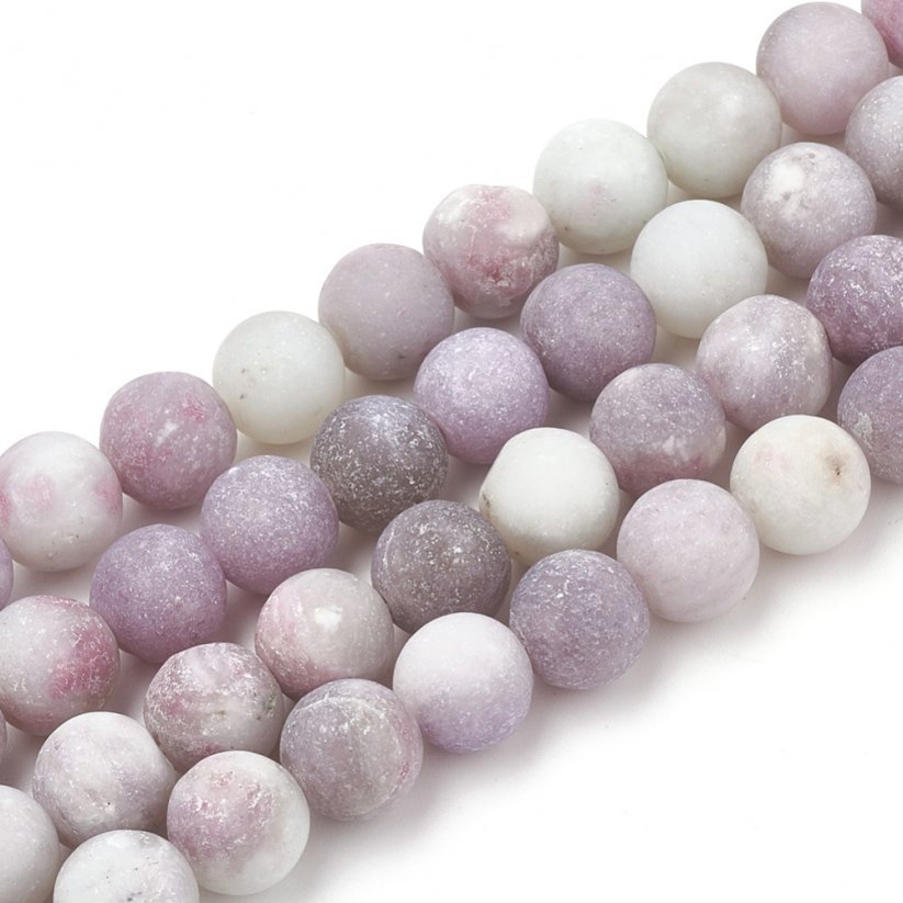 Natürlicher Nephrit - Perlen, matt, lila, 8 mm