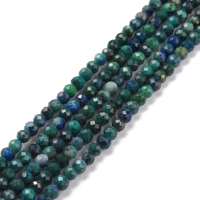 Směsný přírodní chryzokol a lapis lazuli - korálky, zelenomodré 3 mm