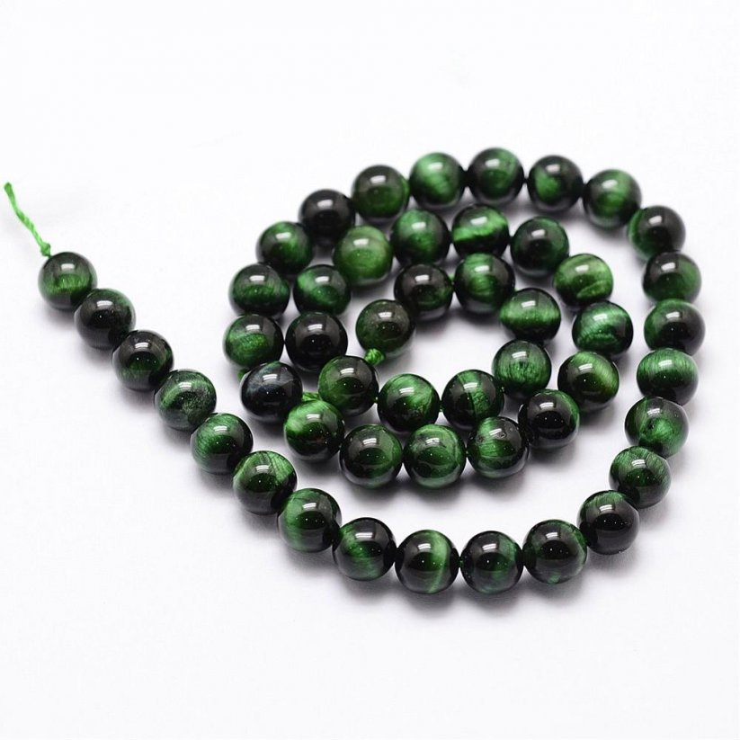 Natürliches Tigerauge - Perlen, schwarz-grün, 8 mm