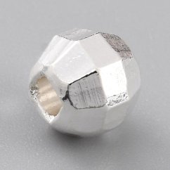 Mosadzný oddeľovač, gulička, strieborná, 5x5 mm
