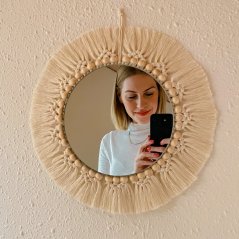 Návod na macramé zrcadlo s dřevěnými korálky