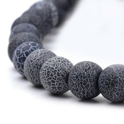 Természetes kalcedon (sárkány achát) - gyöngyök, jég, sötétszürke, 8 mm