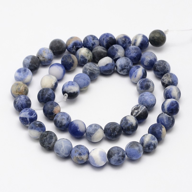 Natürlicher Sodalith - Perlen, matt, blau, 8 mm