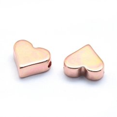 Mosazný oddělovač srdce - rosegold, 6x7x3mm