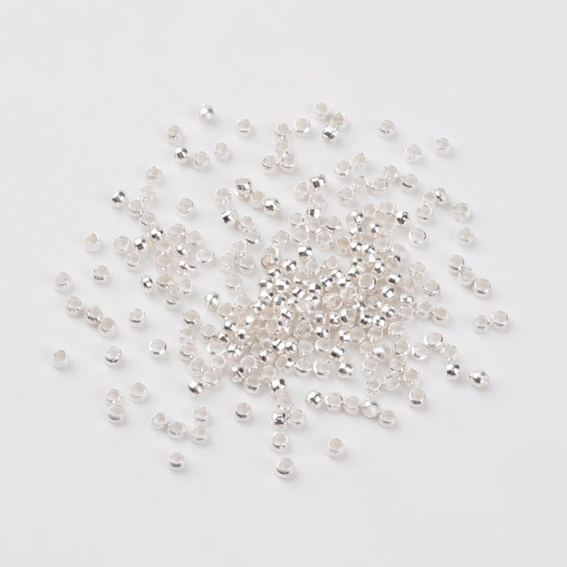 Zamačkávací rokajl z mosazi, kulatý, 2x1,2 mm, stříbrný