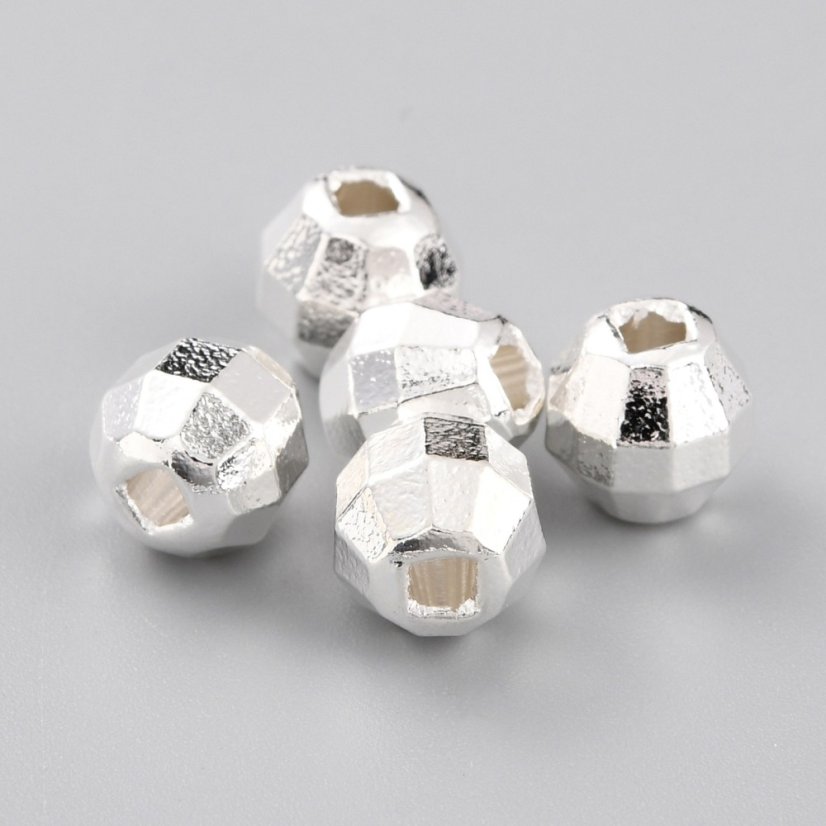 Mosazný oddělovač, kulička, stříbrná, 7x7 mm