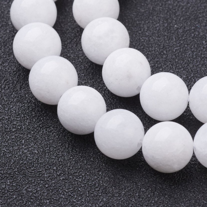 1 cérna természetes nefrit - gyöngyök, fehér, 8 mm