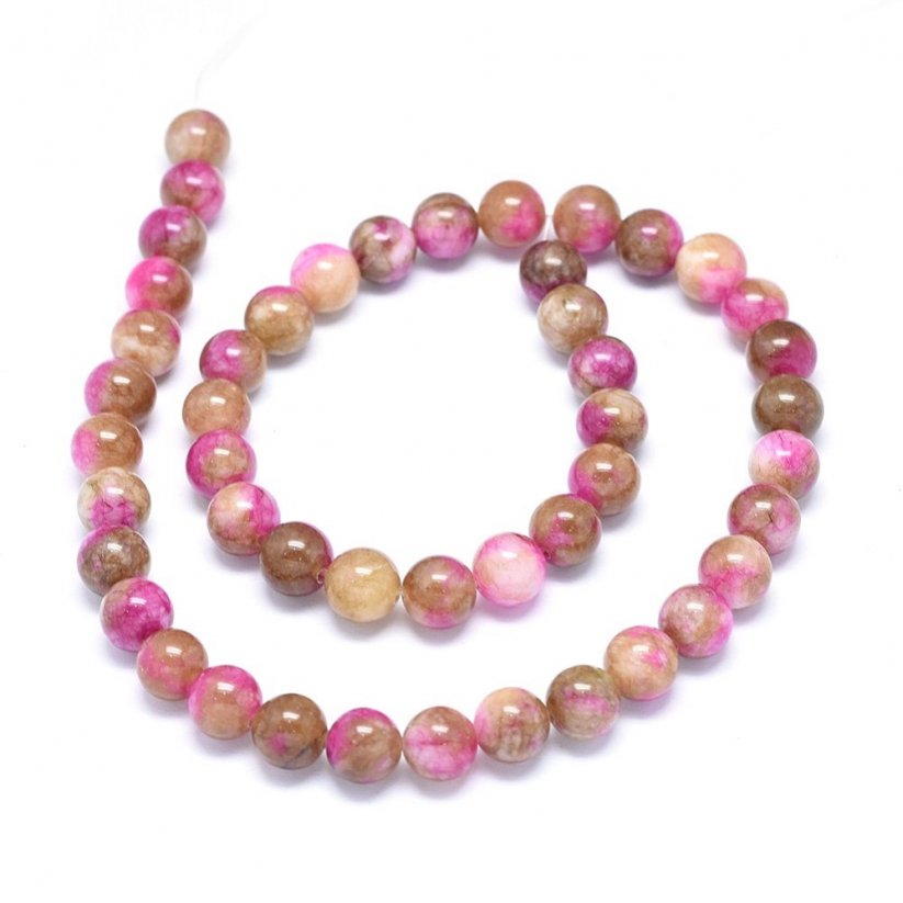 Természetes jade - gyöngyök, matt, rózsaszín-barna, 8 mm