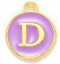 Kovový prívesok s písmenom D, fialový, 14x12x2 mm