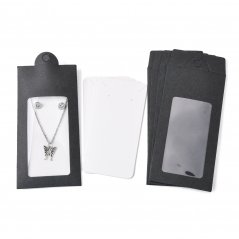 Papírová karta pro vystavení šperků včetně obalu s okénkem, černá, 15,4x6,7 cm
