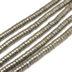 Heishi korálky z přírodního pyritu, 6x4 mm