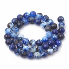 Természetes achát - gyöngyök, kék, repedezett, 8 mm