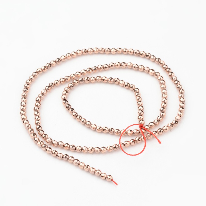 Szintetikus hematit - gyöngyök,  rosegold, 2 mm