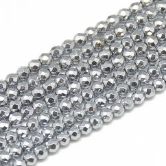 Fémezett szintetikus hematit - gyöngyök, csiszolt, 2 mm