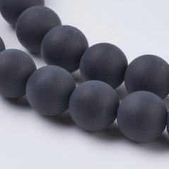 Naturachat - Perlen, schwarz, matt, 6 mm