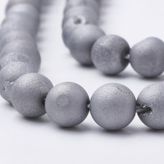 Přírodní pokovená drúza z achátu, stříbrná, 6 mm