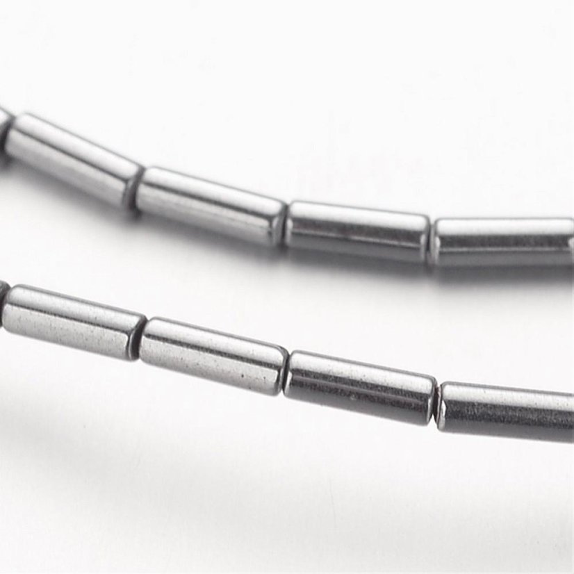 Pokovený syntetický hematit - tyčinky, stříbrné, 4x1 mm