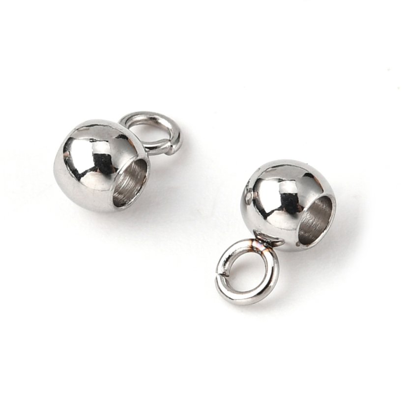 Oddělovač z 304 ocele, kulička, strarostříbrná, 7x3,5x4 mm, očko 1,5 mm