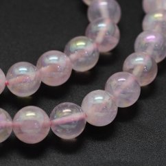 Metallisierter natürlicher Rosenquarz - Perlen, rosa, 8 mm