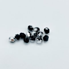 Geschliffene feuerpolierte Perlen Jet-Silver, 6 mm