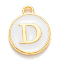 Metallanhänger mit dem Buchstaben D, weiß, 14x12x2 mm