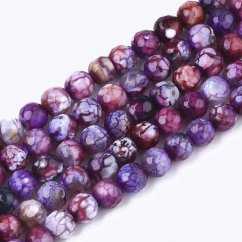 Geknackter Naturachat - Perlen, geschliffen, lila-braun, 6 mm