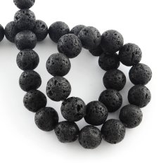 1 cérna természetes láva - gyöngyök, fekete, 8 mm