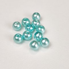 Skleněné korálky s perleťovým efektem - 8 mm, tyrkysové
