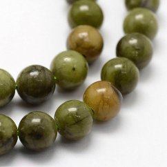 Natürlicher chinesischer Nephrit - Perlen, grün, 6 mm