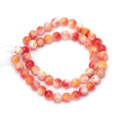 Natürliche weiße Jade - Perlen, orange und weiß, 6 mm