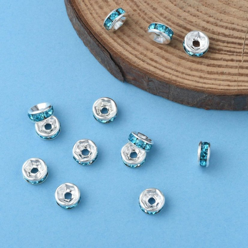 Štrasová rondelka s kamínky - tyrkysová 6x3mm