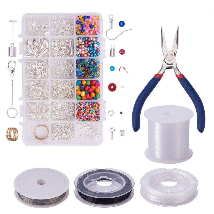 DIY Set mit Perlen und Komponenten für die Schmuckherstellung - 16,5x10,8x3 cm